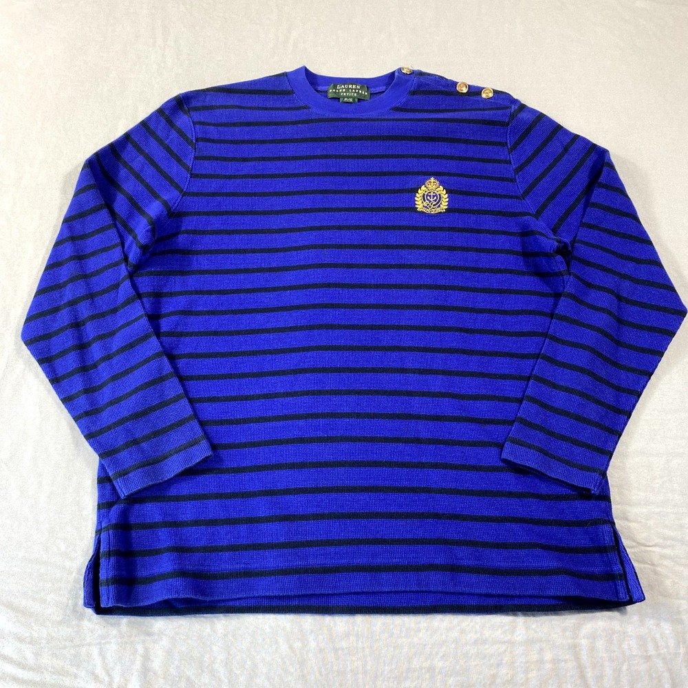 Lauren‎ Ralph Lauren Sweater Womens Small Petite Blue Embroidered LRL Sweatshirt